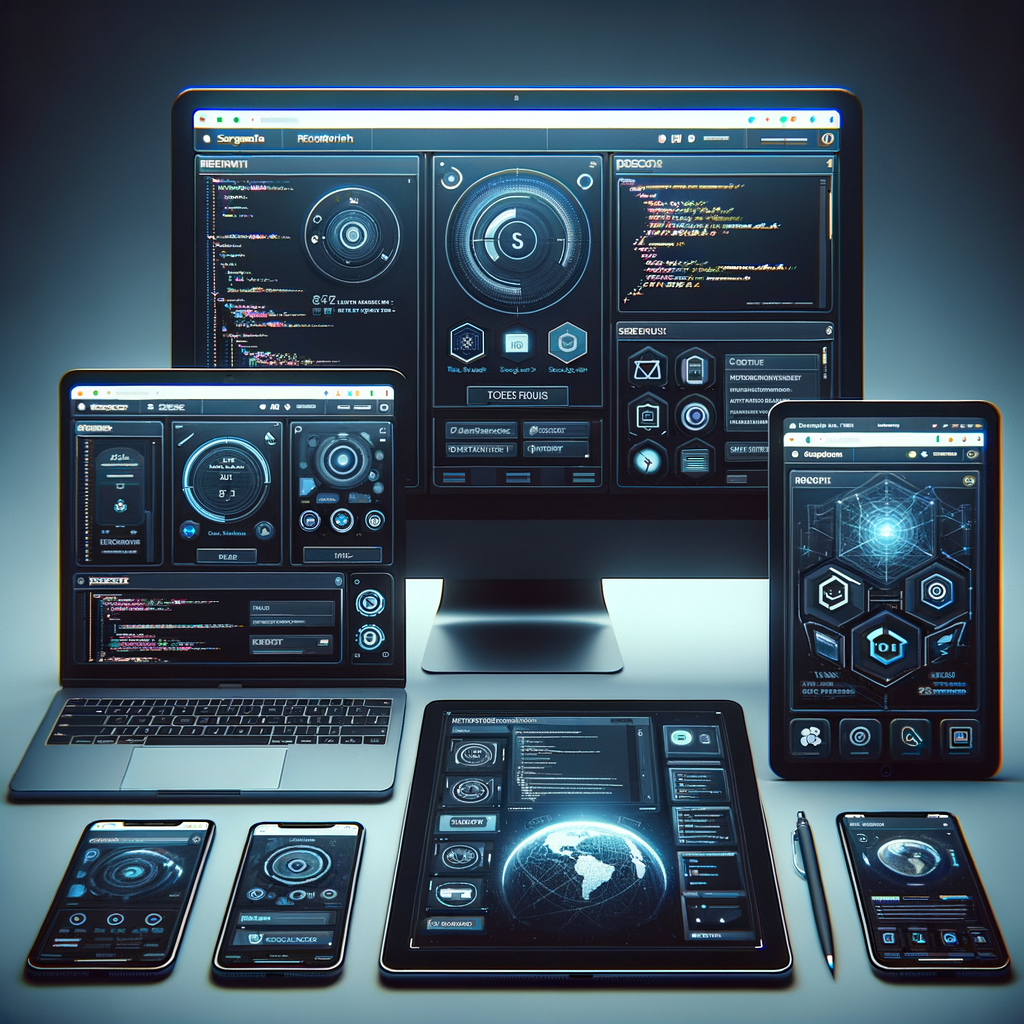 Screenshot of a responsive webpage on different devices