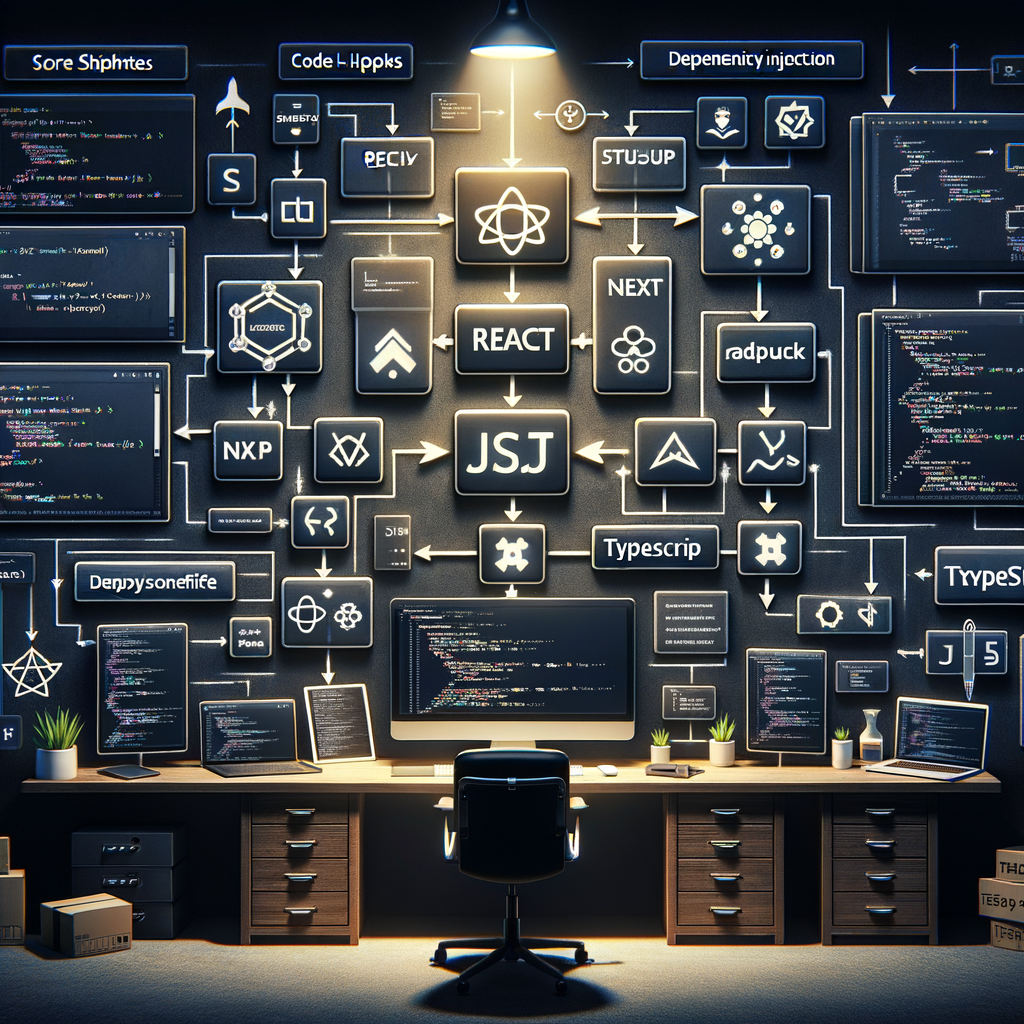 Diagram showing Dependency Injection flow in a JavaScript application